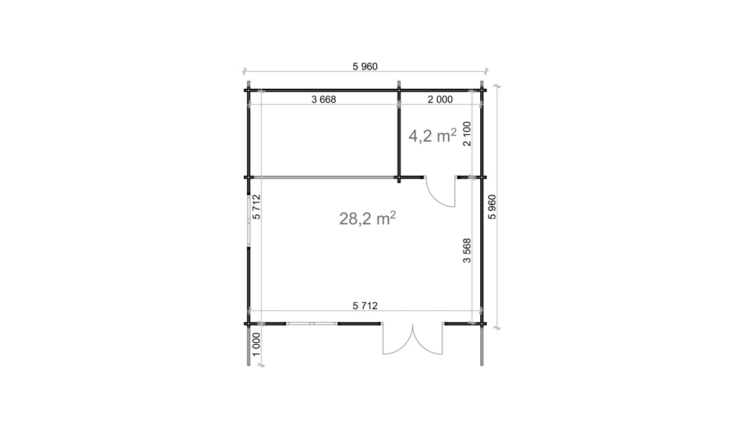 Linus (+dodatkowe pomieszczenie) 6x6m, 44mm - obrazek 3